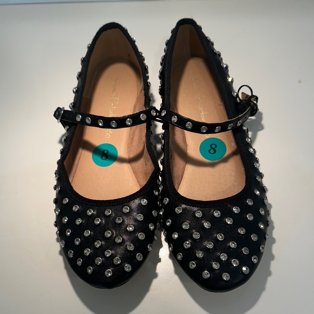 House of Harlow 1960 Black Ballet Flats with Silver Studs Studded Flats